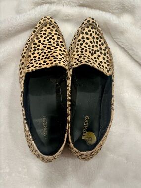 Express Cowhide Leopard-Print Pointed Toe Flats